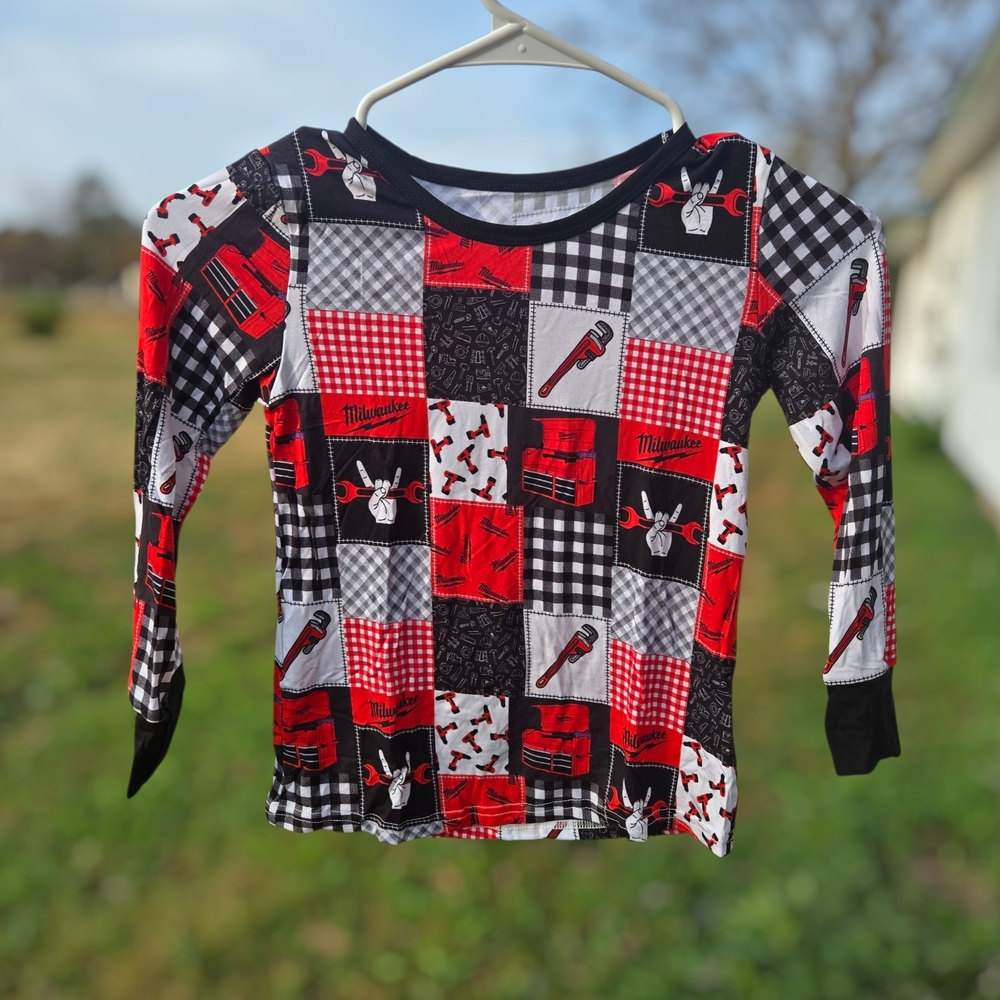 Kids Bamboo Patchwork Long Sleeve Shirt & Pants 6T